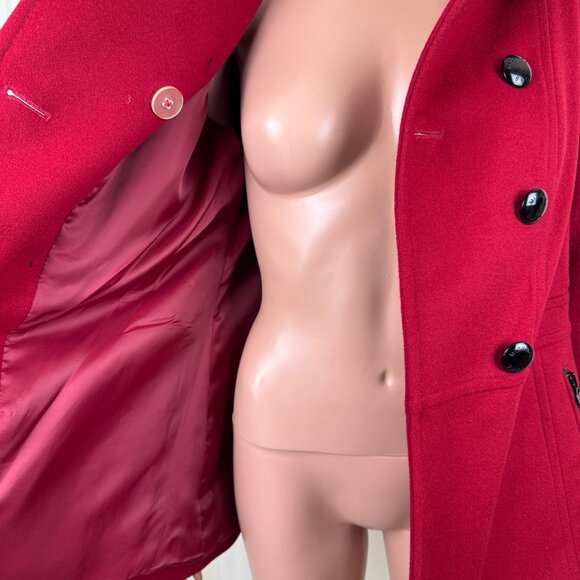 Michael Michael Kors Wool Blend Double Breasted Peacoat Coat Jacket Sz 8 Red - Picture 16 of 17